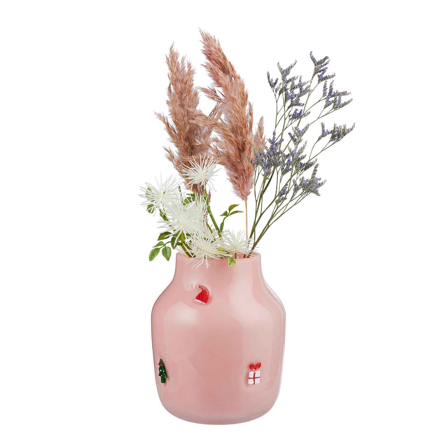 GLASVASE X-Mas mit Patches - Rosa, Glas (17cm) - BUTLERS