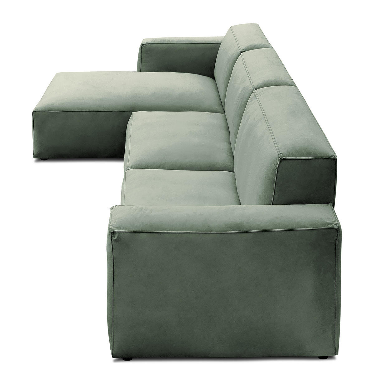 ECKSOFA mit Longchair - Schwarz/Mintgrün, Kunststoff/Textil (345/170cm) - home24