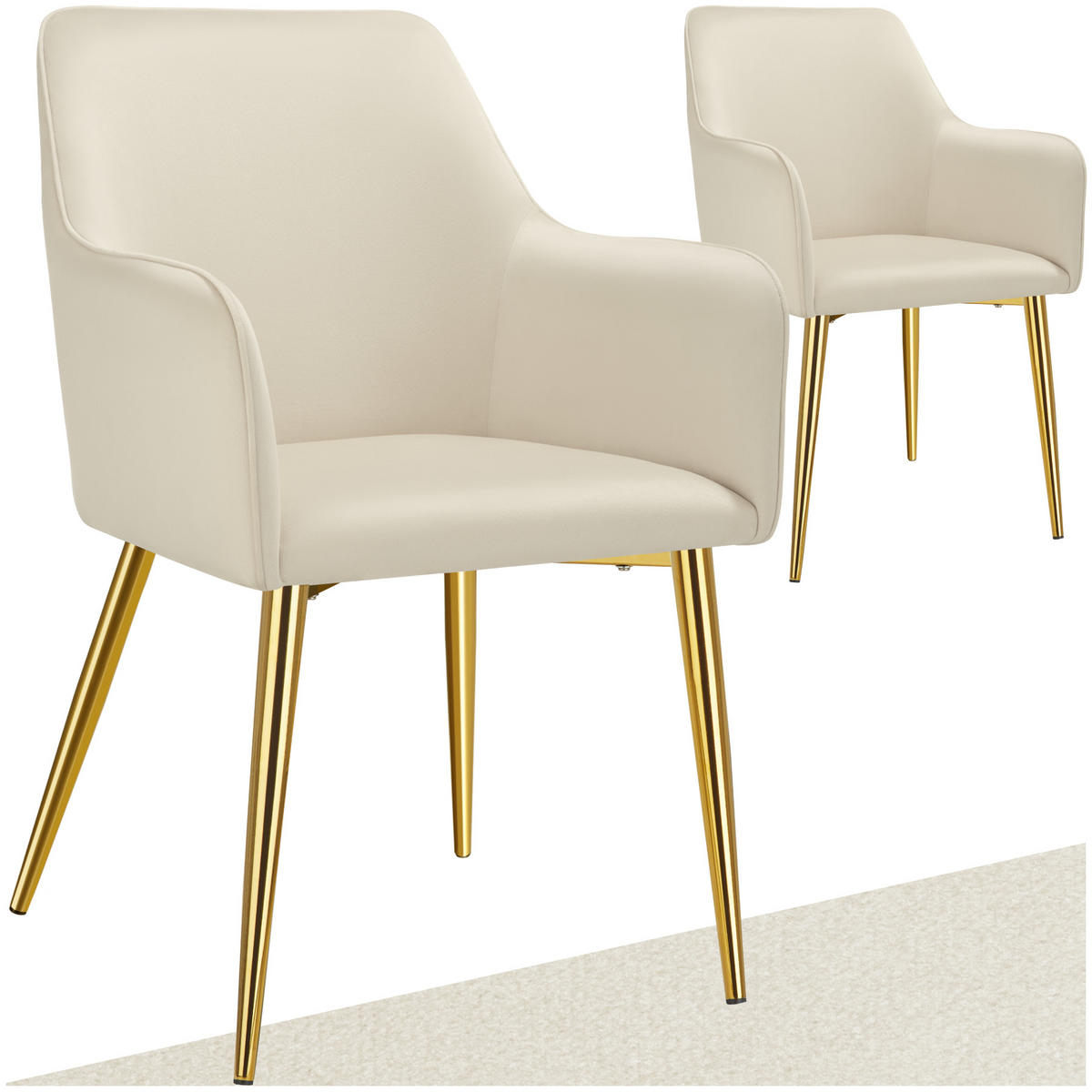 ARMLEHNSTUHL 2er Set Avane 55 x 63 5 x 86 5 cm beige - Beige, Textil (55/86.5/63.5cm) - tectake
