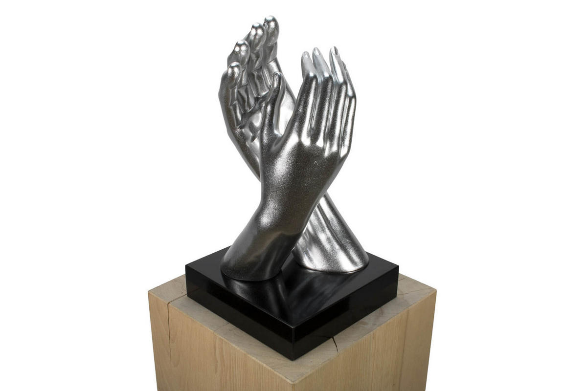 SKULPTUR Silber 21/41 cm - Silberfarben, Stein (4.85/41/21cm) - KUNSTLOFT