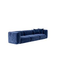 SOFA 3-Sitzer, Velvet-Stoff Bluvel, Tintenblau, GRETA - Blau, Holz (319/70/89cm) - Kaiser Möbel