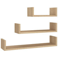 WANDREGALSET 3-teilig 30-60/15/10 cm aus Holzwerkstoff Sonoma-Eiche Dekor - Sonoma Eiche, Holz (60/10/15cm) - vidaXL