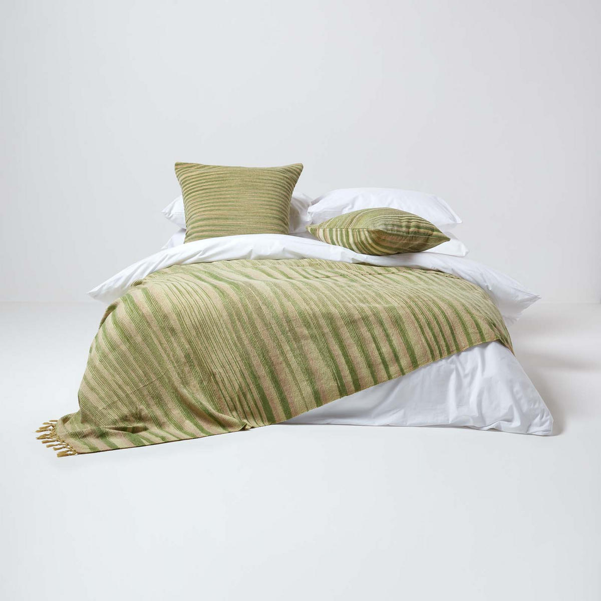 KISSENHÜLLE Chenille Tie Dye grün 60/60 cm - Grün, Textil (60/60cm) - Homescapes