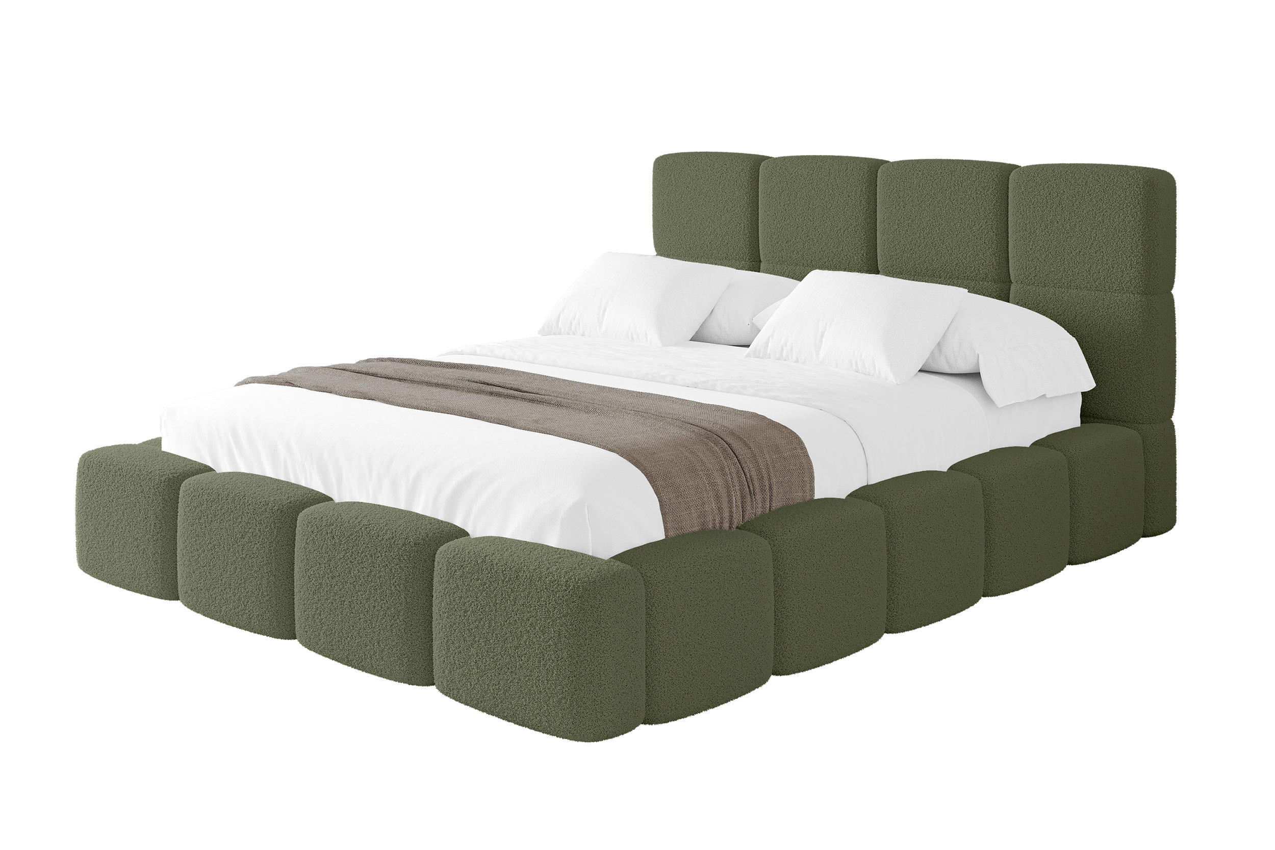 POLSTERBETT mit Bettkasten und Lattenrost mit Kopfteil, Boxbett ohne Matratze, mit Stauraum - NATA 140x200 Grün - Grün, Holzwerkstoff/Textil (140/200cm) - ALTDECOR