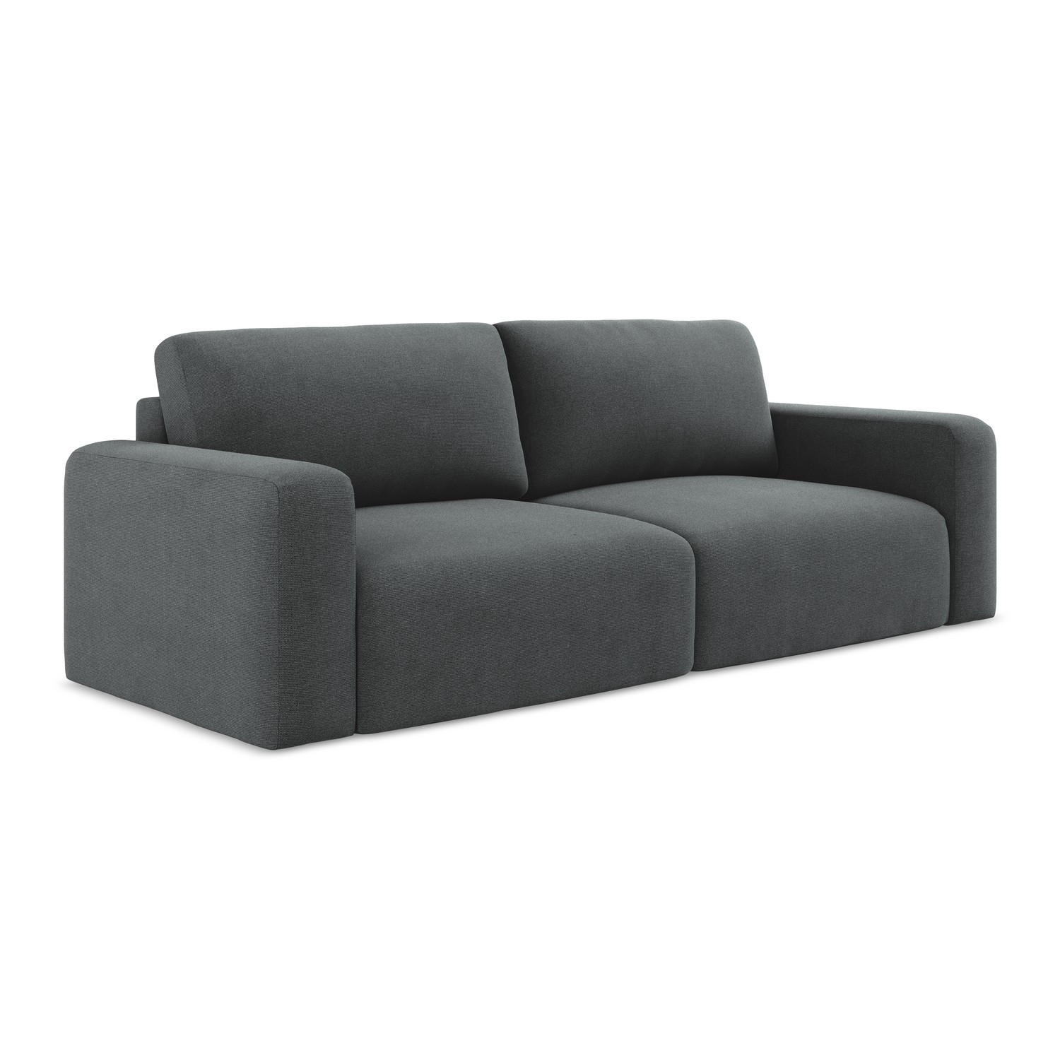 3-SITZER SOFA mit Schlaffunktion Strukturstoff Stoff Grau - Schwarz/Grau, Kunststoff/Textil (244/79/102cm) - LaMiaSofa