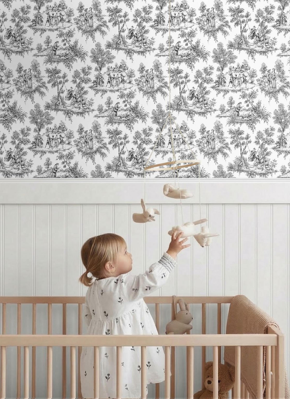 TAPETE Toile de Jouy 53 cm x 10.05 m - Schwarz, Papier (53/1000cm) - ESTAhome