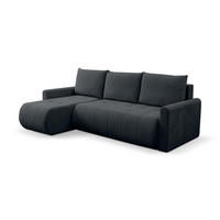 ECKSOFA Sprento Schwarz, in Chenille-Stoff, mit Schlaffunktion und Bettzeugfach - Schwarz, Holzwerkstoff/Textil (230/149cm) - Bettso