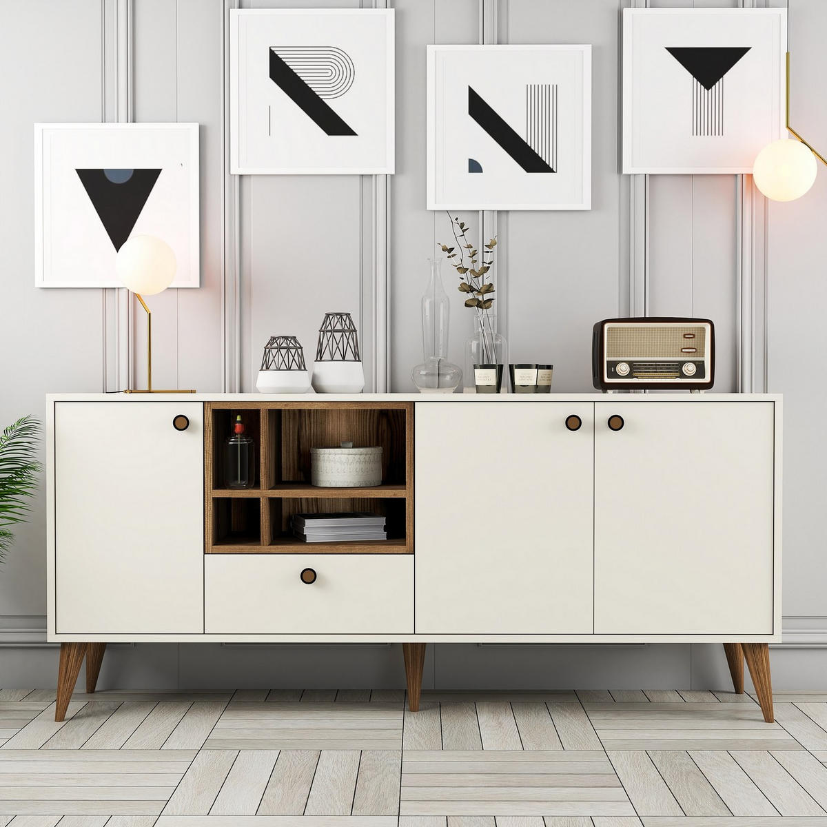 BUFFETSCHRANK napoli Weiß - Creme, Holz (180/81/35cm) - Habitat Garten