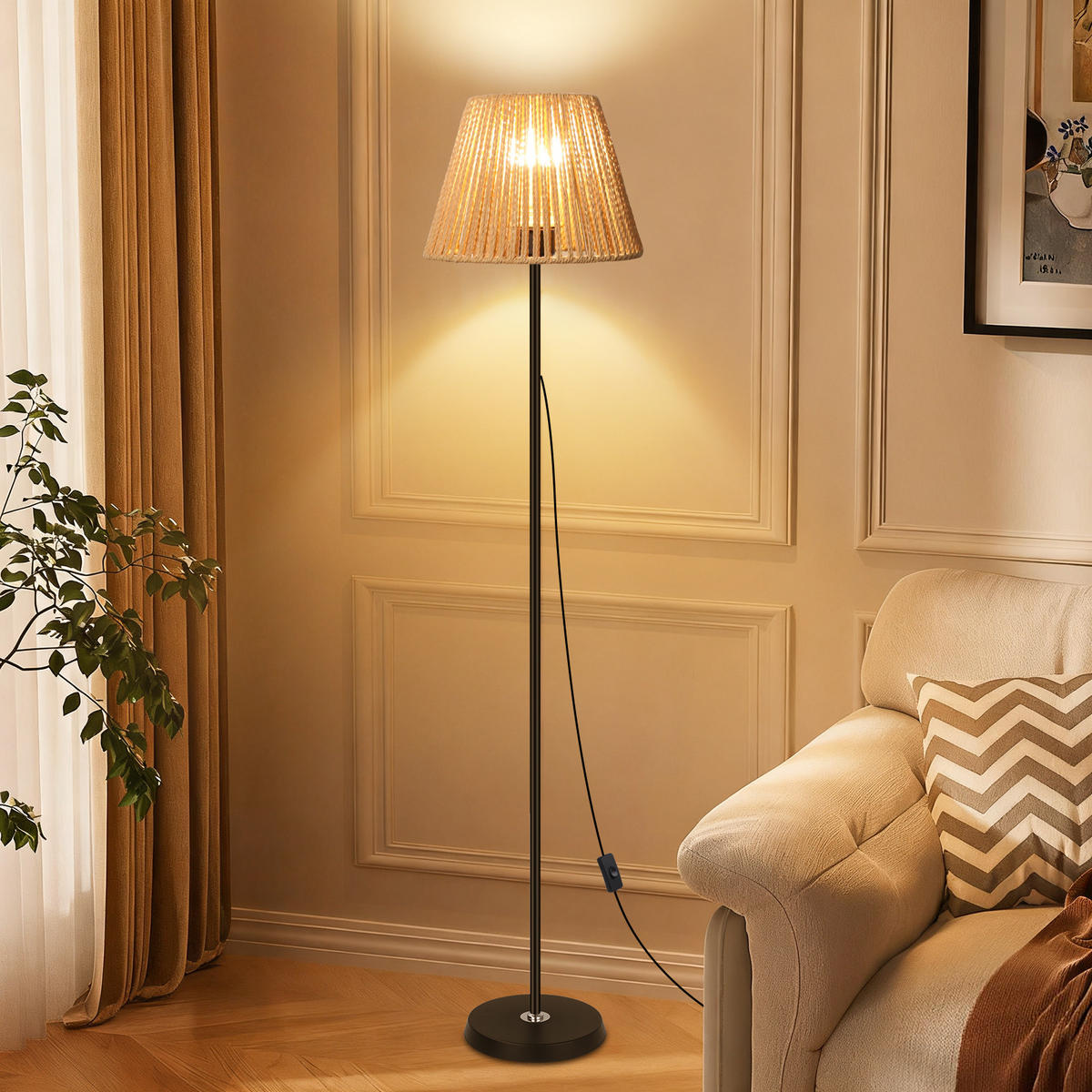 BODENLEUCHTE FL1071 LED Hanfkunst Design - Brombeere, Metall (26/26/26cm) - LOVHAUS