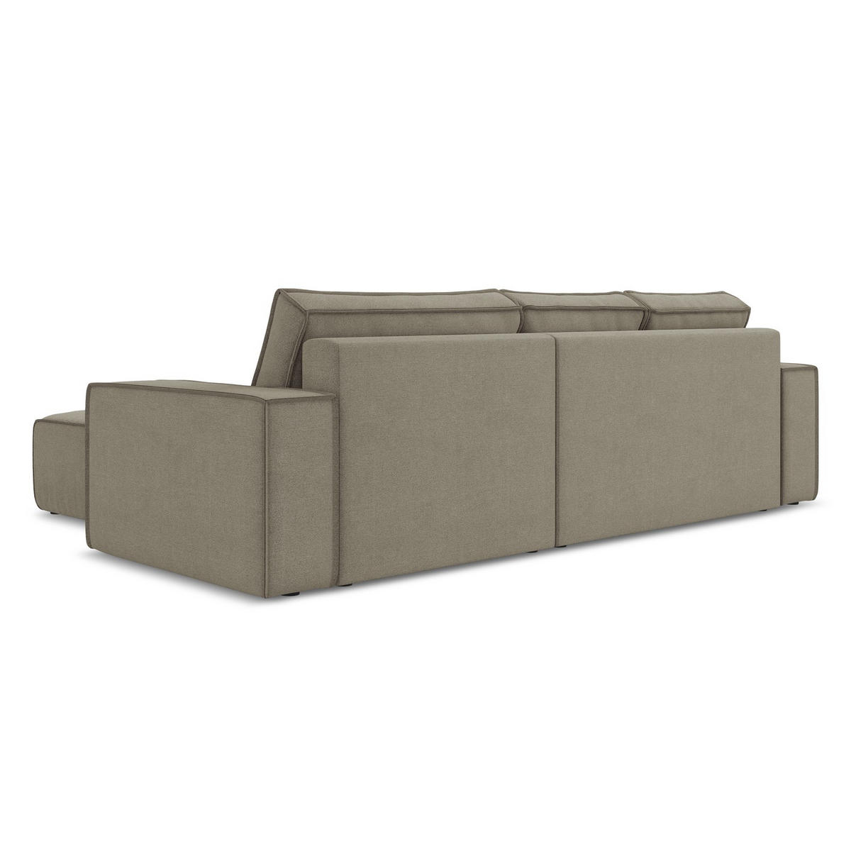 ECKSOFA mit Schlaffunktion Strukturstoff Stoff Beige - Beige/Schwarz, Kunststoff/Textil (290/185cm) - Makamii