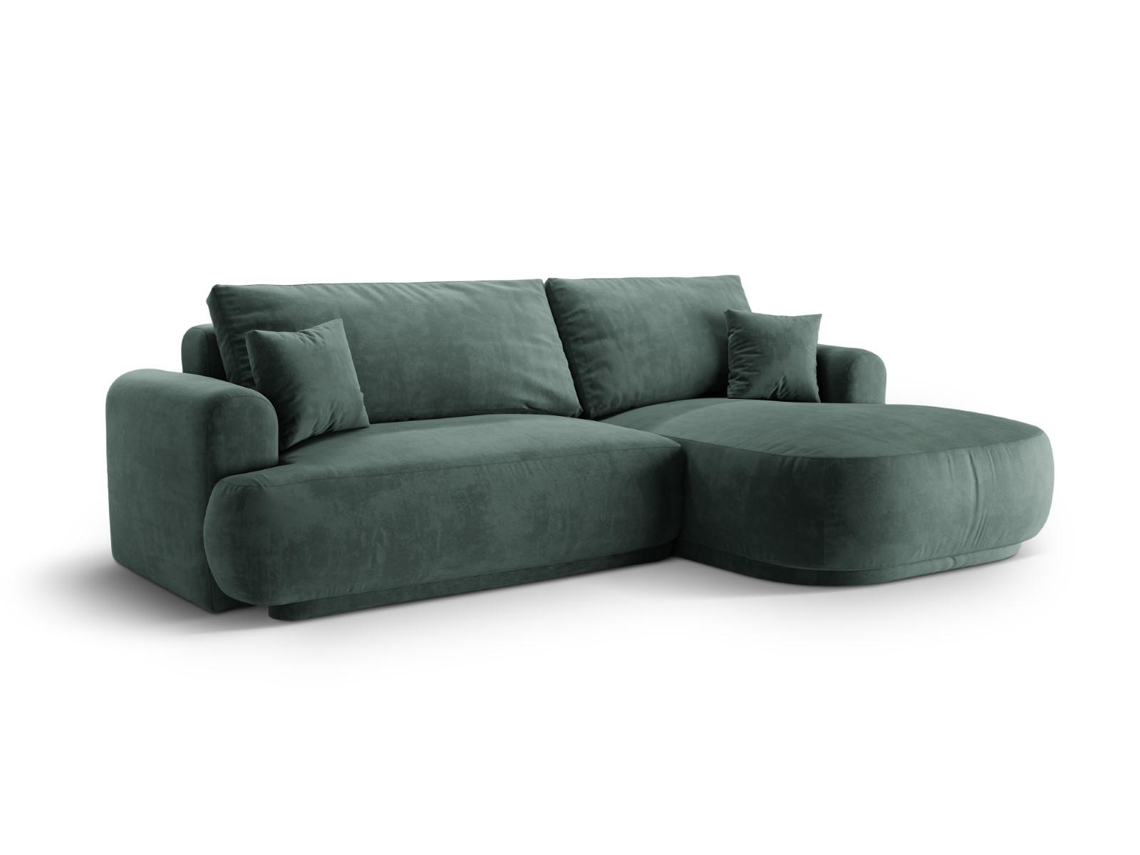 SCHLAFSOFA modular mit Bettkasten rechts Ella aus Samt petrol 5 Sitzplätze - Petrol, Textil (174/271cm) - Micadoni