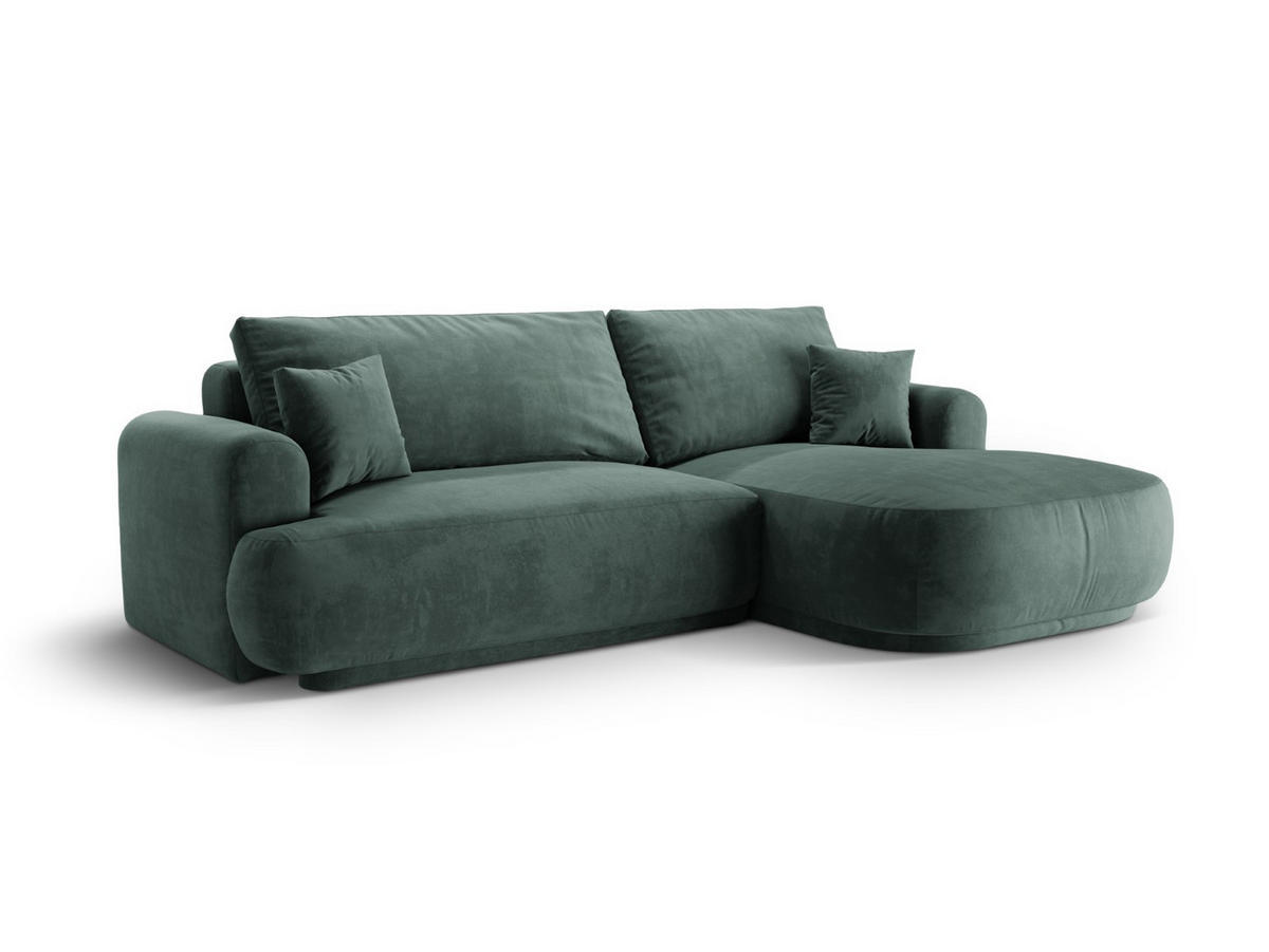 SCHLAFSOFA modular mit Bettkasten rechts Ella aus Samt petrol 5 Sitzplätze - Petrol, Textil (174/271cm) - Micadoni