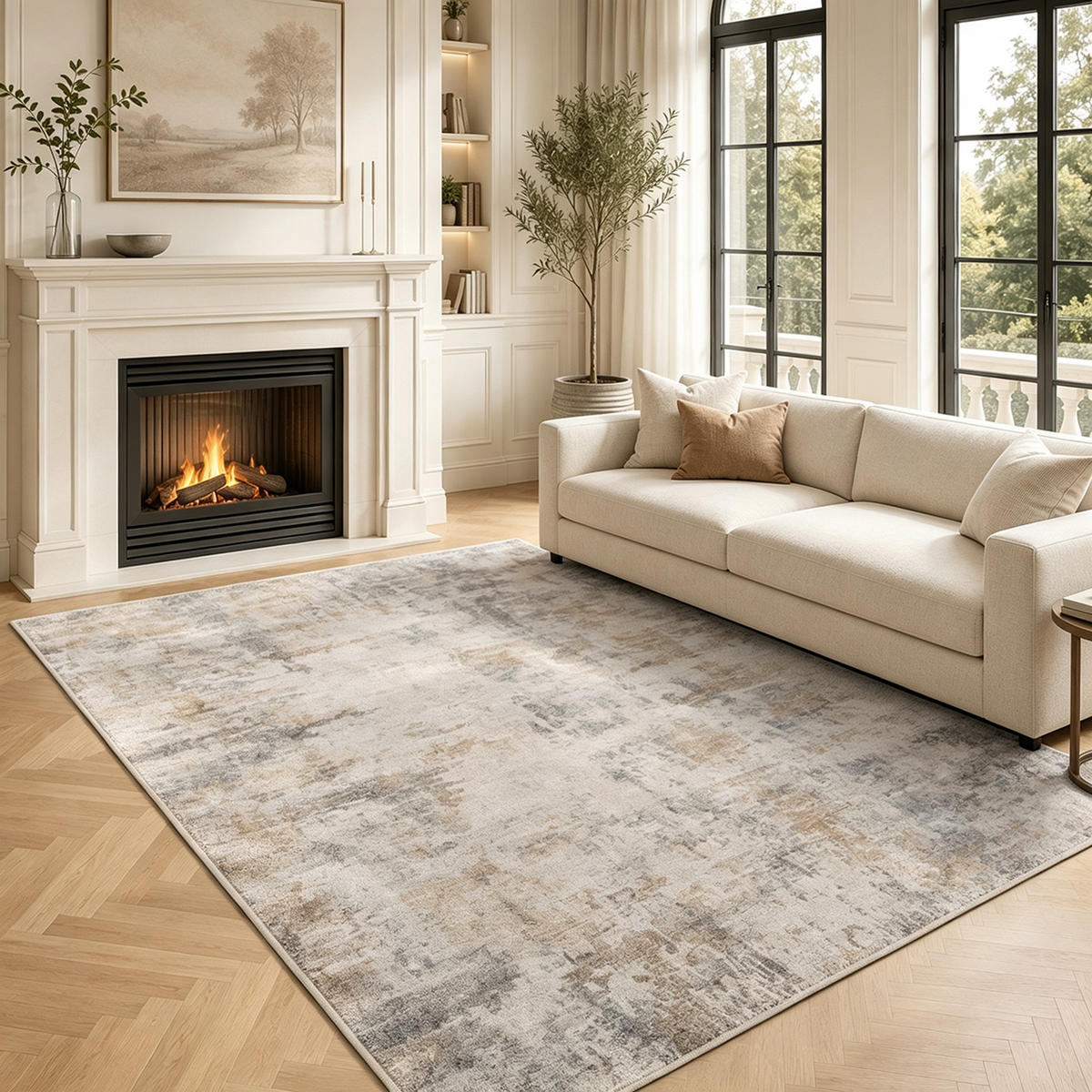 TEPPICH Polyester Braun - Braun, Textil (140/200cm) - HOMCOM