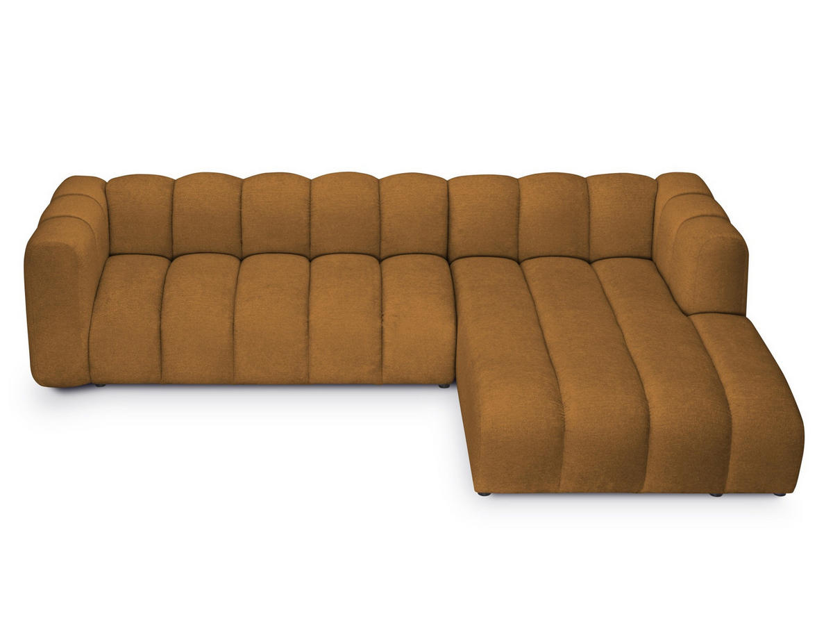 ECKSOFA Links Strukturstoff Beige - Hellbraun/Schwarz, Holzwerkstoff/Kunststoff (224/166cm) - LaMiaSofa