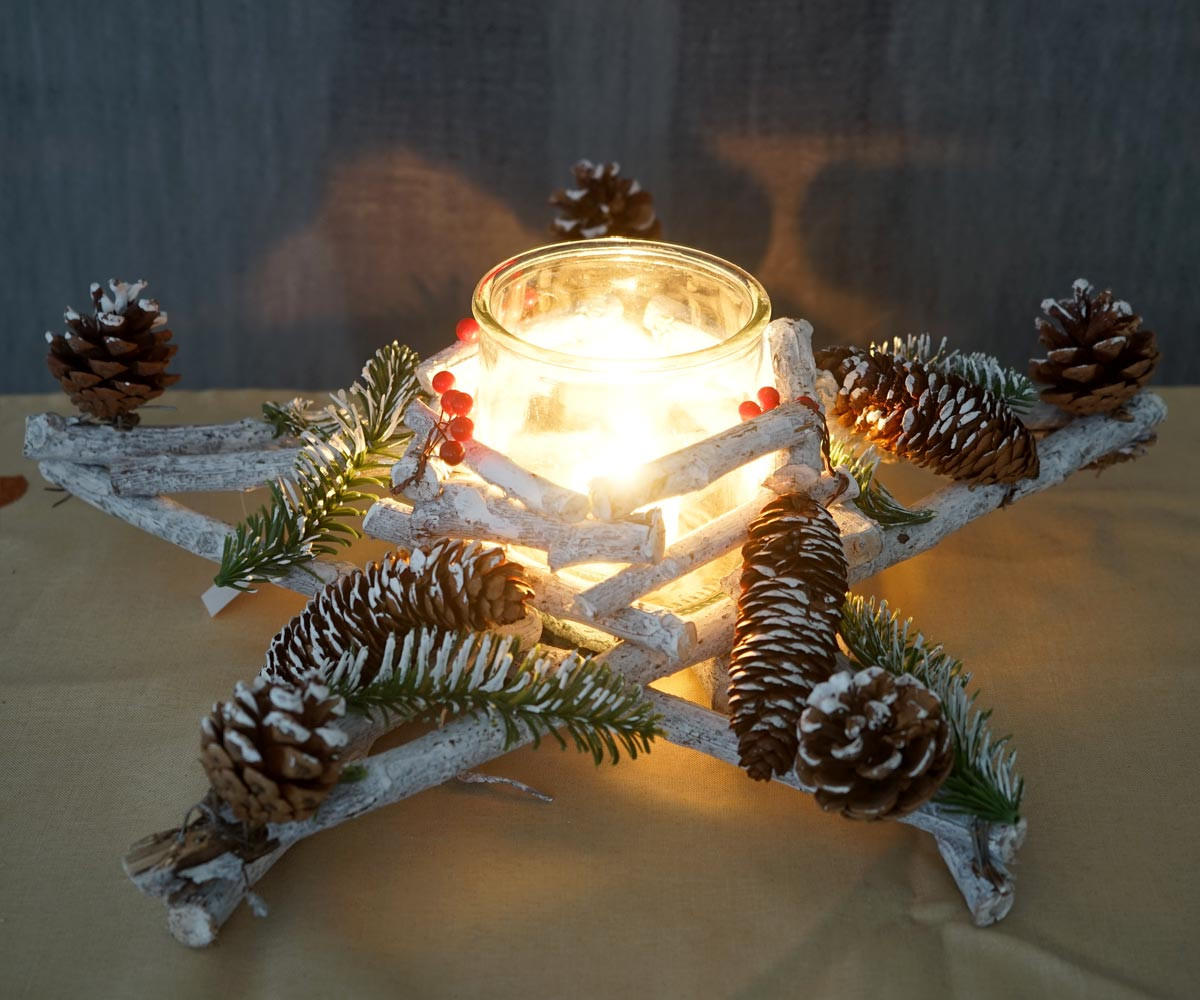 ADVENTSKRANZ STERN Weiß - Weiß, Holz (12cm) - MCW