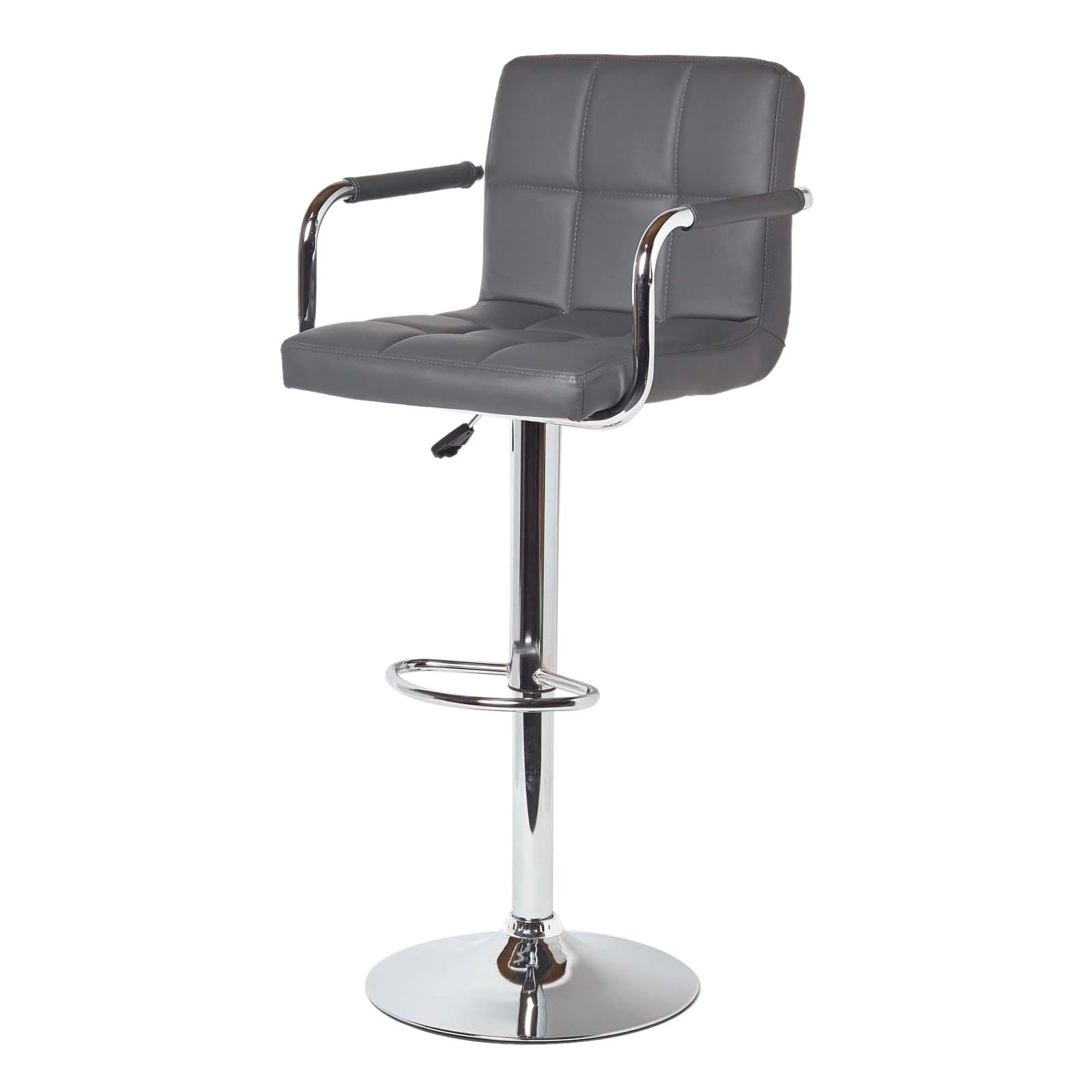 BARSTUHL Bramley mit Lehne, Kunstleder, drehbar & höhenverstellbar - Grau, Textil (44/113/44cm) - Homescapes