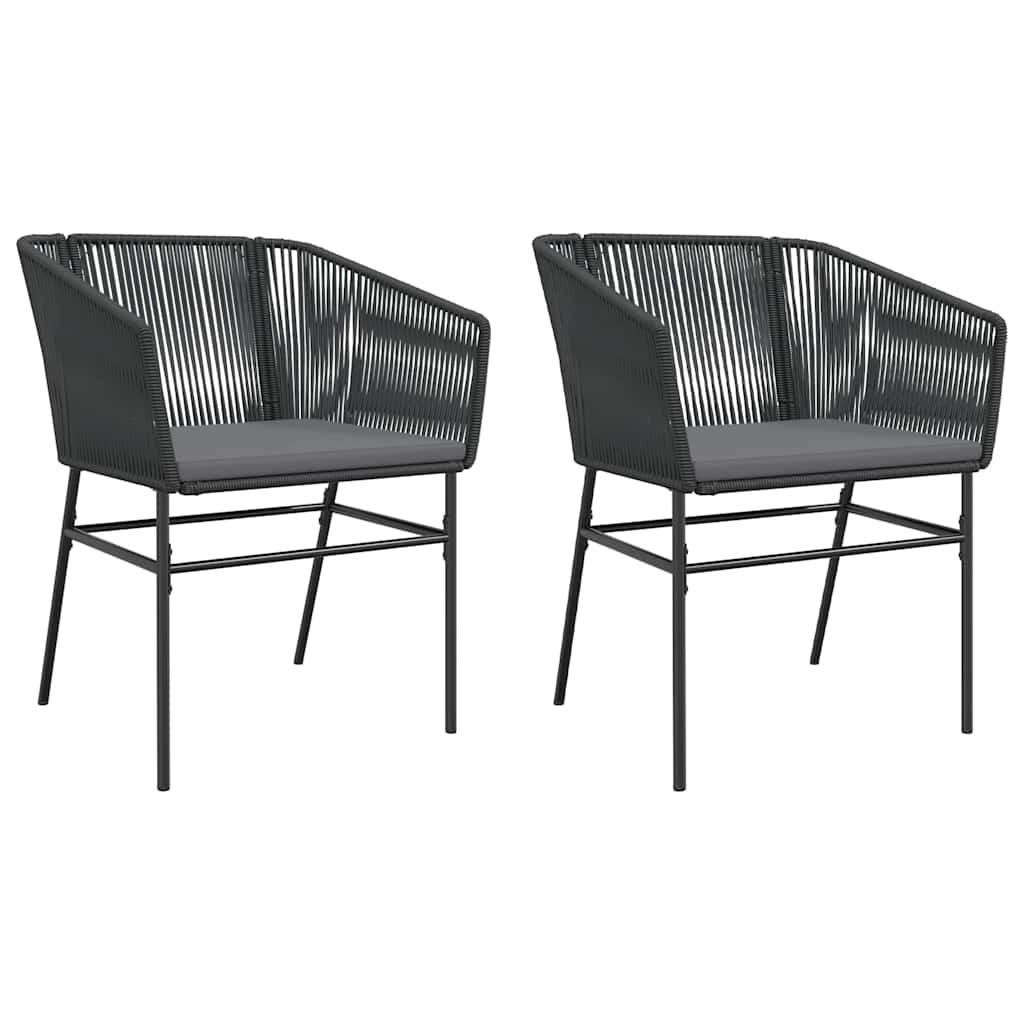 GARTENSTÜHLE 2er Set Mit Kissen Schwarz Poly Rattan - Schwarz, Kunststoff (63/83/63cm) - vidaXL