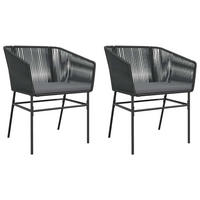 GARTENSTÜHLE 2er Set Mit Kissen Schwarz Poly Rattan - Schwarz, Kunststoff (63/83/63cm) - vidaXL