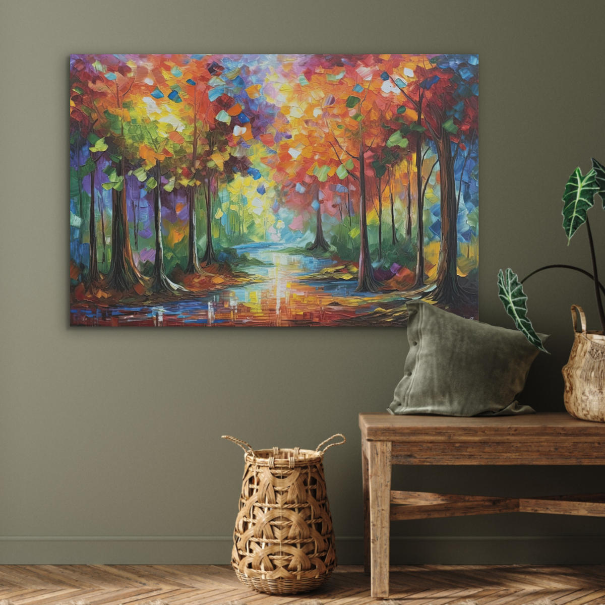 AKUSTIKBILD Landschaft - Wald - Farben - Natur Akustikpaneele 90x60 cm - Multicolor, Kunststoff (90/60/0.9cm) - MuchoWow