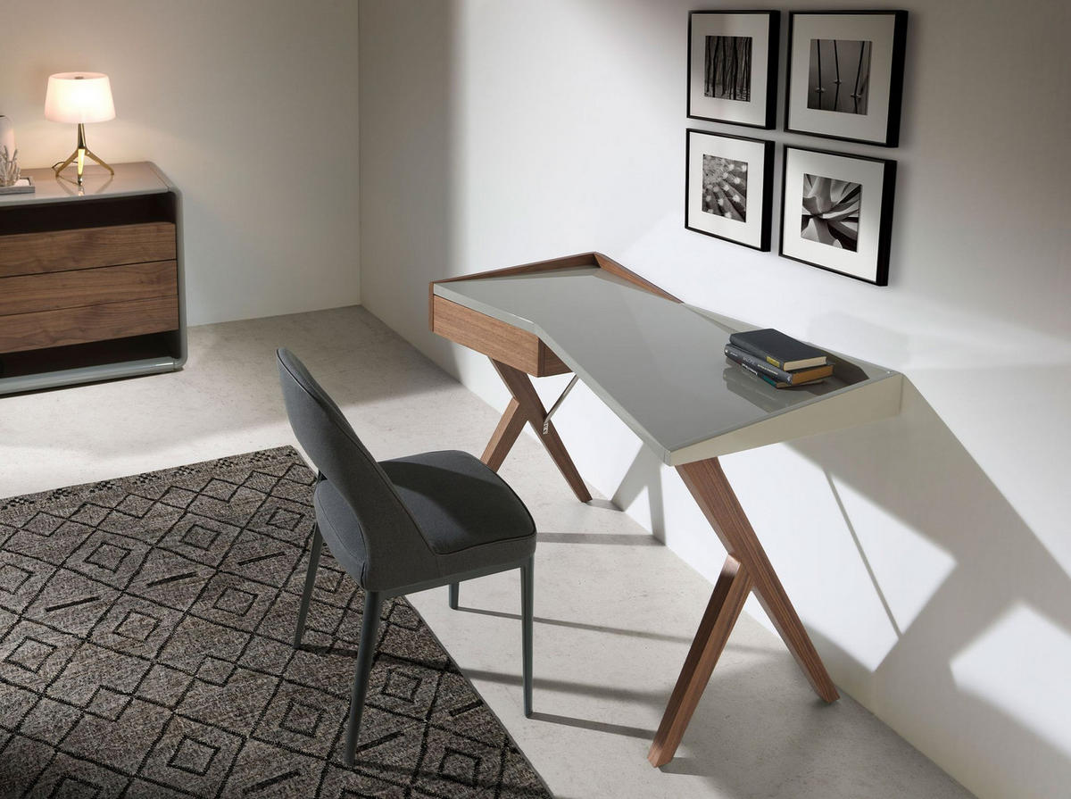 SCHREIBTISCH Schreibtisch aus Nussbaumholz mit grauer Holzplatte 120/60/81 cm - Walnussfarben/Grau, Holz (60/120/81cm) - ANGEL CERDA