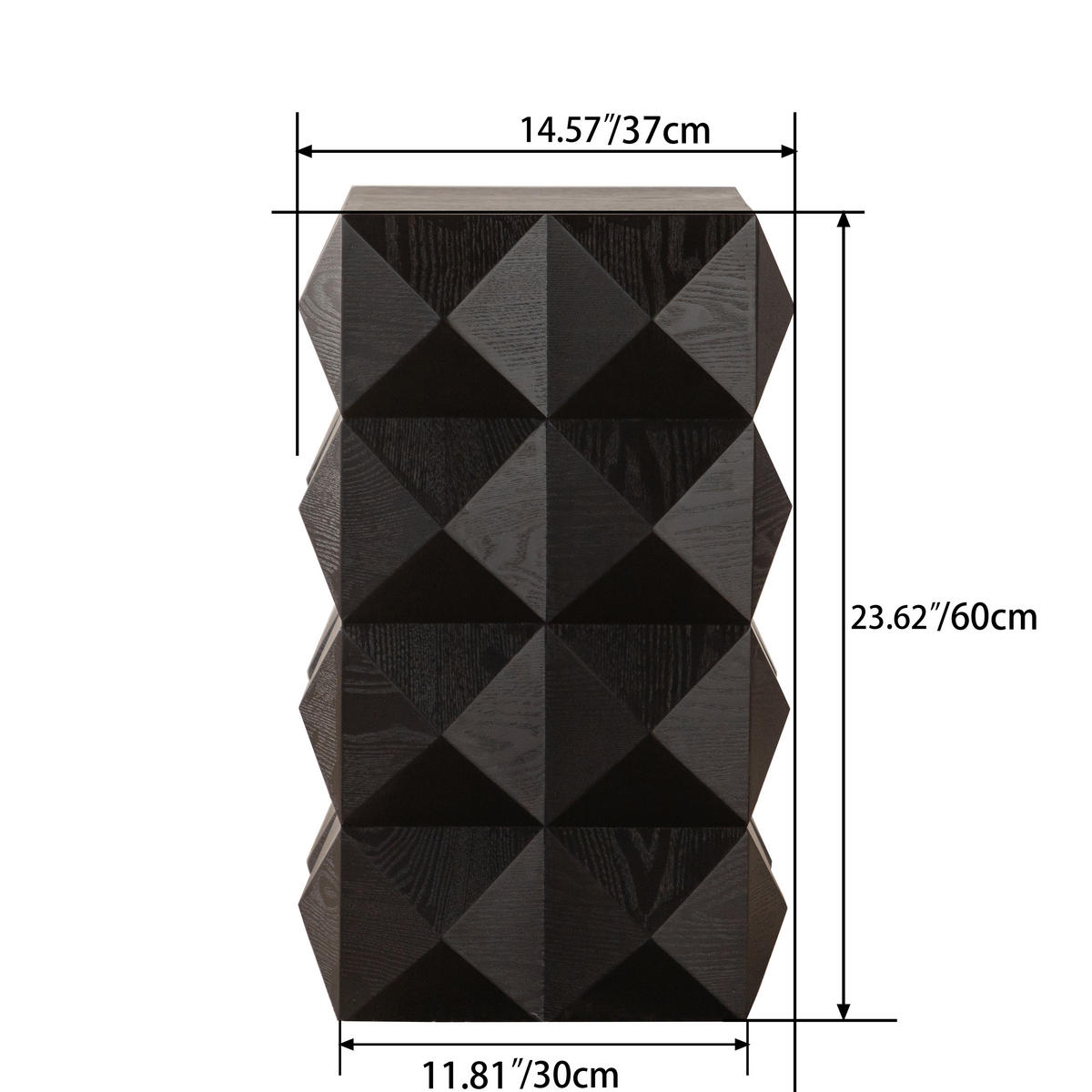 BEISTELLTISCH 60 cm Höhe mit dreidimensionalem Reliefdesign in retro Schwarz - Schwarz, Holzwerkstoff (37/37/60cm) - OKWISH