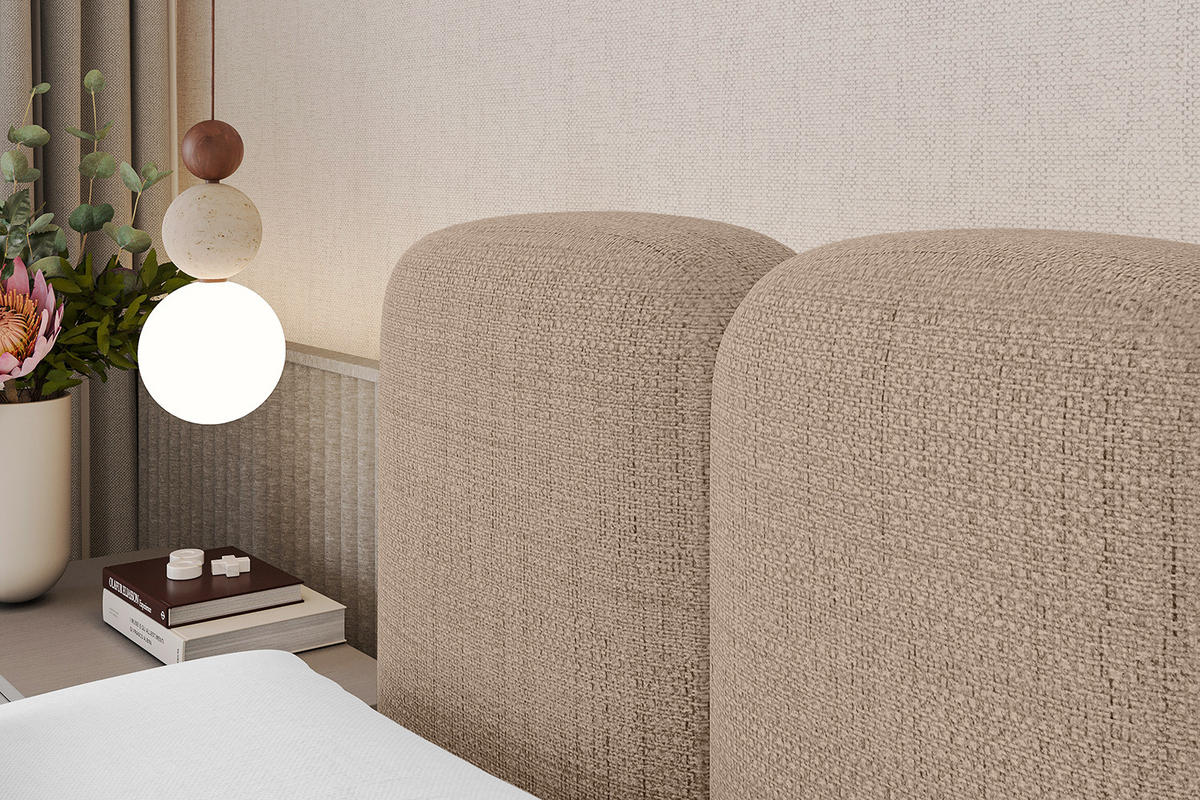 BOXBETT mit Matratze H4 - NINA - 160x200 cm - Dunkelbeige - Cappuccino, Holzwerkstoff (160/200cm) - ALTDECOR