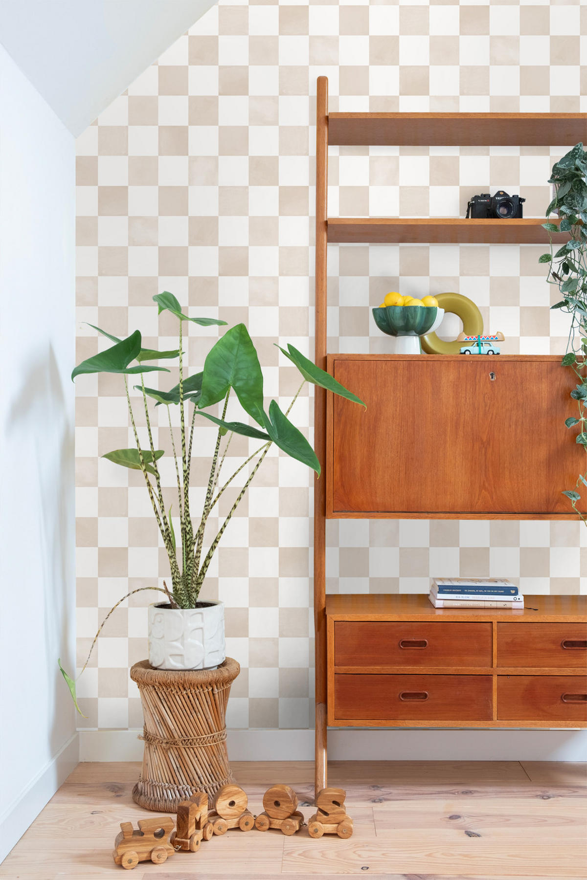 TAPETE Karomuster 53 cm x 10.05 m - Beige, Papier (53/1000cm) - ESTAhome