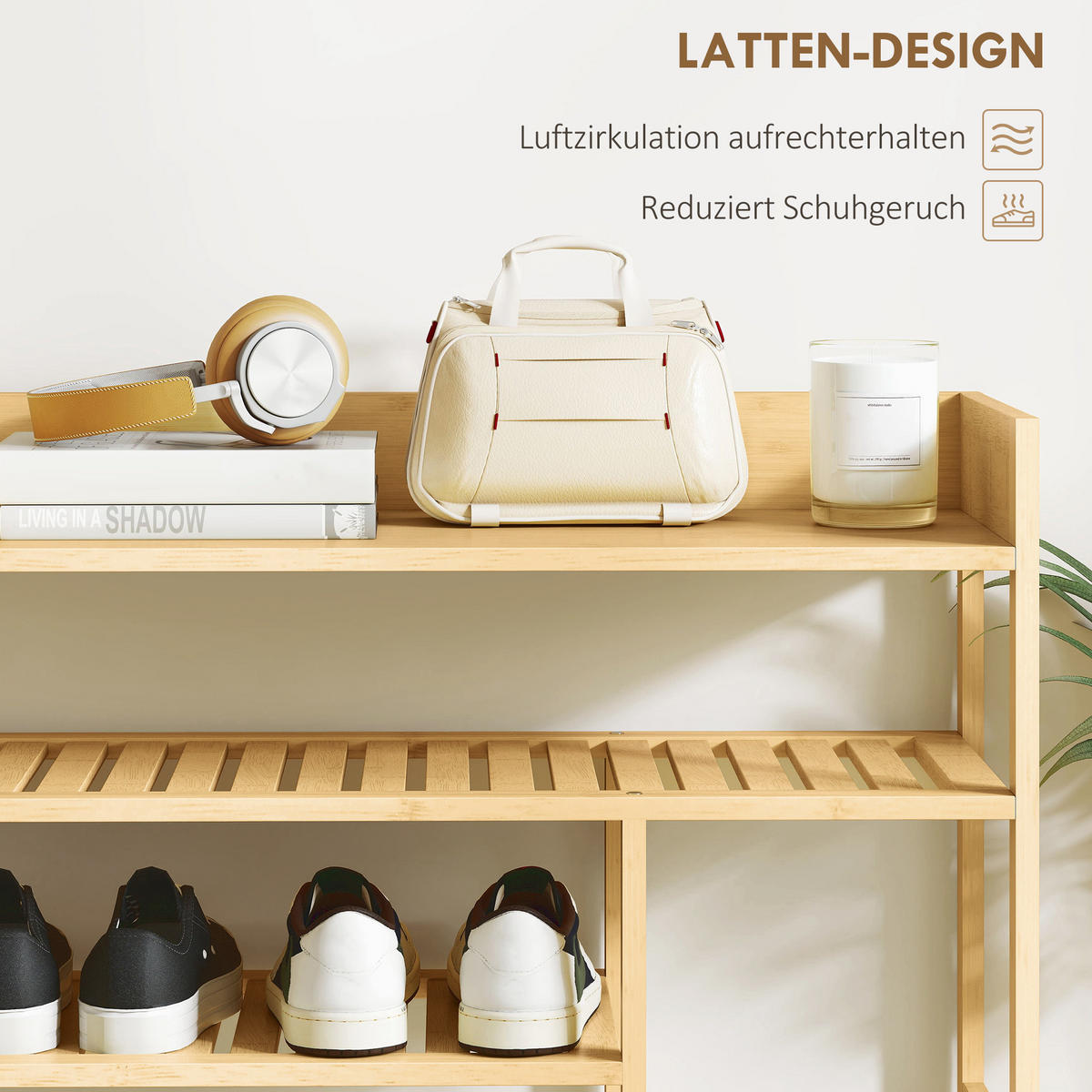 SCHUHREGAL, Schuhständer mit 6 Ebenen, Schublade für max. 18 Paar, Bambus - Naturfarben, Holz/Bambusholz (30/100/101cm) - HOMCOM