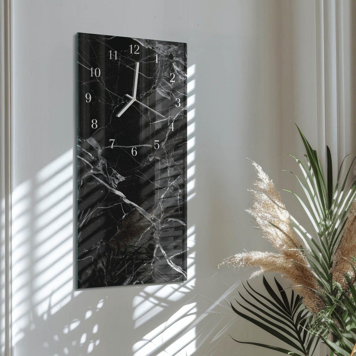 WANDUHR 30x60 cm - Pfefferkörner - Schwarz, Glas (30/60/0.4cm) - TULUP