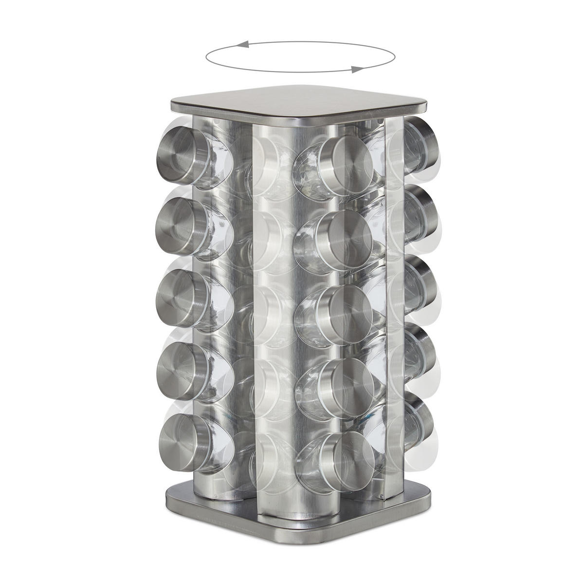 GEWÜRZKARUSSELL - Silberfarben, Glas/Metall (19/34/19cm) - Relaxdays