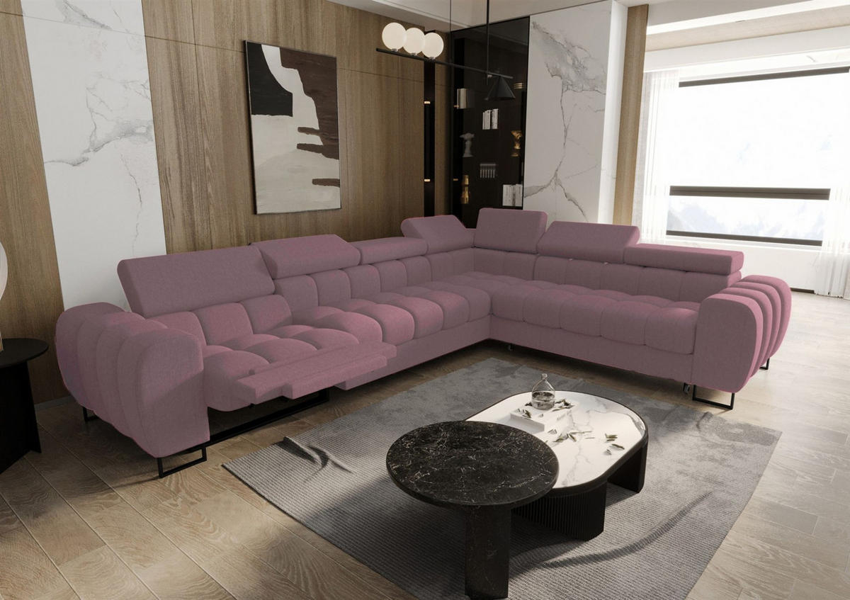 ECKSOFA Bastien Relax - Rosa, Holzwerkstoff/Textil (330/260cm) - Fun Möbel