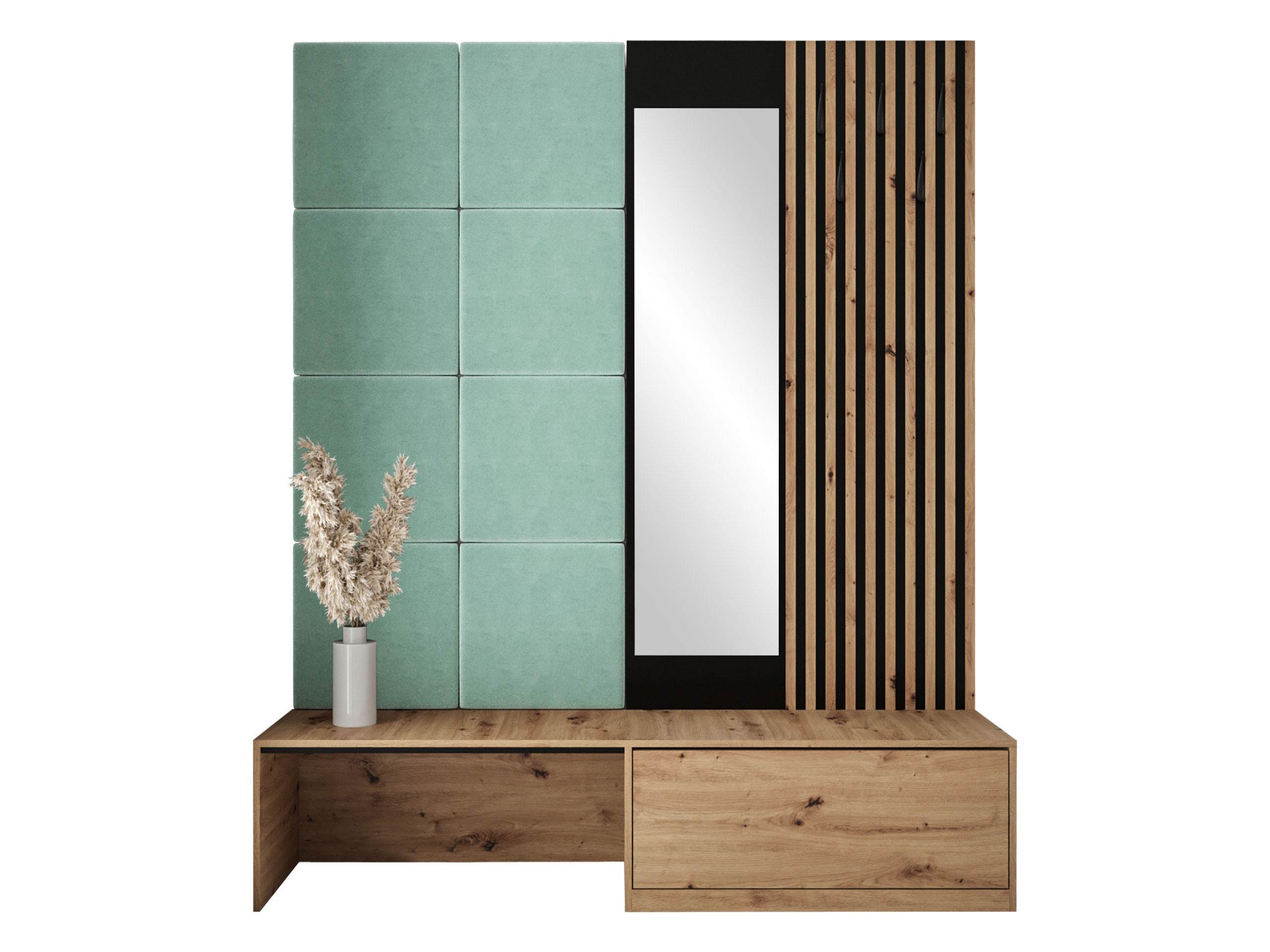 GARDEROBE Premium - Hellgrün/Braun, Holzwerkstoff (172/205/42cm) - MIRJAN24