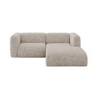 ECKSOFA Ottomane Rechts MIRA-L1 227x179x89 Beige Velours - Beige/Schwarz, Holzwerkstoff/Kunststoff (227/179cm) - ALTDECOR
