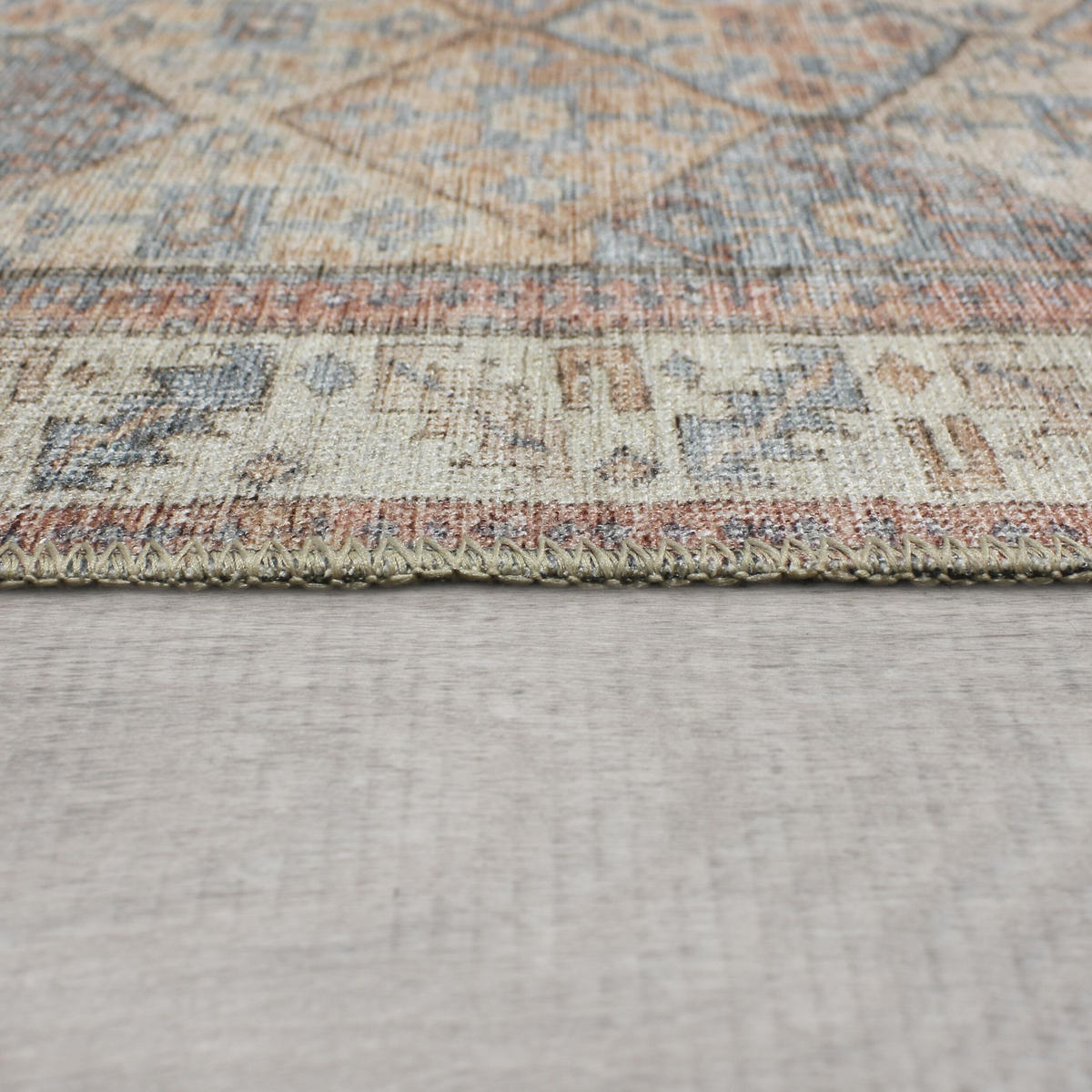 TEPPICH waschbar Vintage Rauten Muster, Orientalisch, Wohnzimmer schmutzabweisend Rot-Natur Rechteckig 190x290 - Rot, Textil (190/290cm) - KADIMA DESIGN