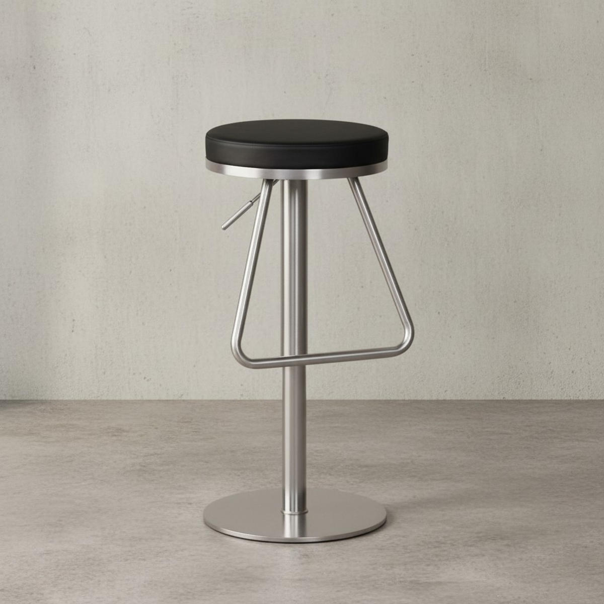 BARHOCKER Höhenverstellbar Edelstahl Runde Sitzfläche MIS, Schwarz 39x39x79 cm - Silberfarben/Schwarz, Kunststoff/Textil (39/79/39cm) - KADIMA DESIGN
