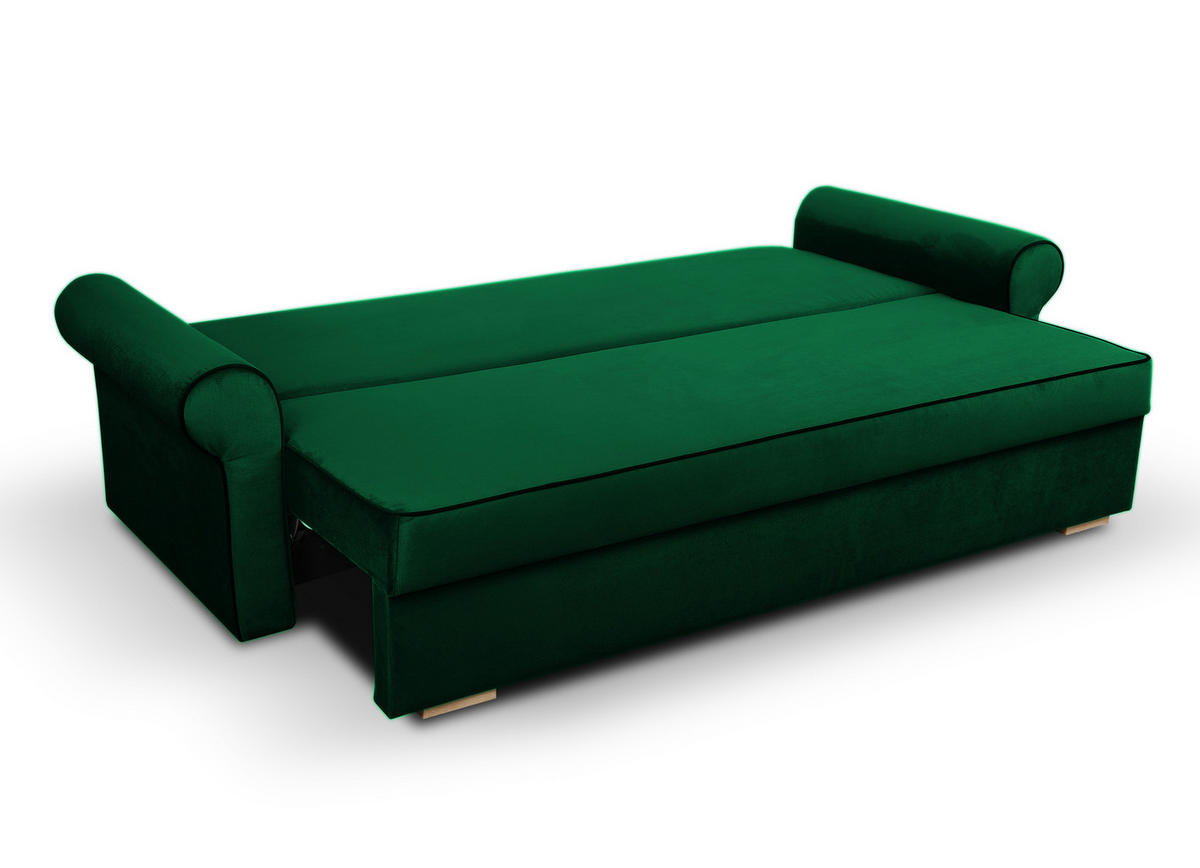 SOFA Flaschengrün TOP Schlaffunktion - Grün, Textil (237/76/85cm) - Sepro Meble