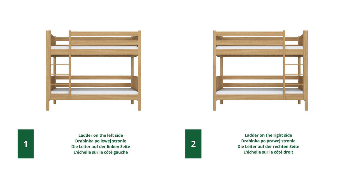 ETAGENBETT N02 mit Matratzenschublade Eiche Natur 90/180 - Eiche Artisan, Naturmaterialien/Holz (90/180cm) - N-Wood