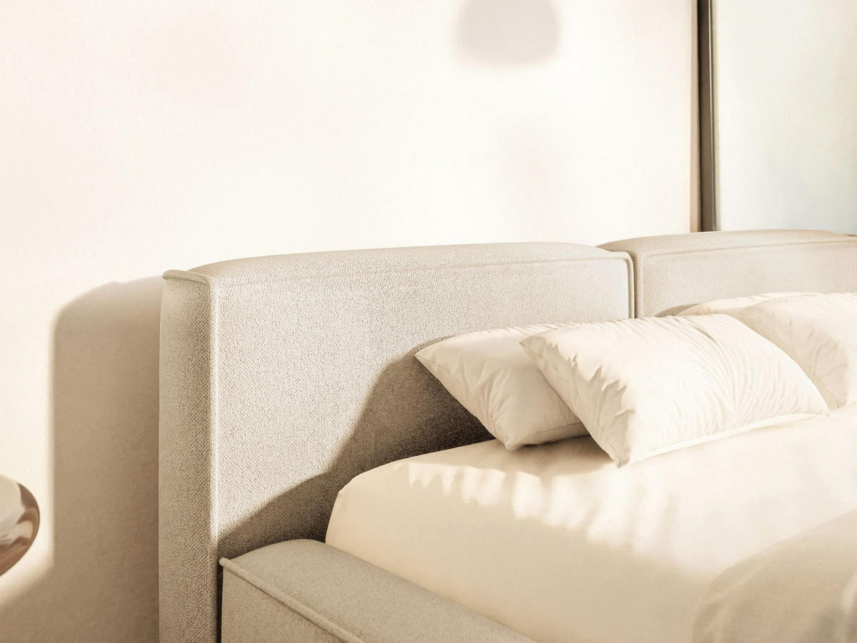POLSTERBETT Tilves Slim Hellbeige 200x200 cm - Ecru/Schwarz, Kunststoff/Textil (200/200cm) - Selsey