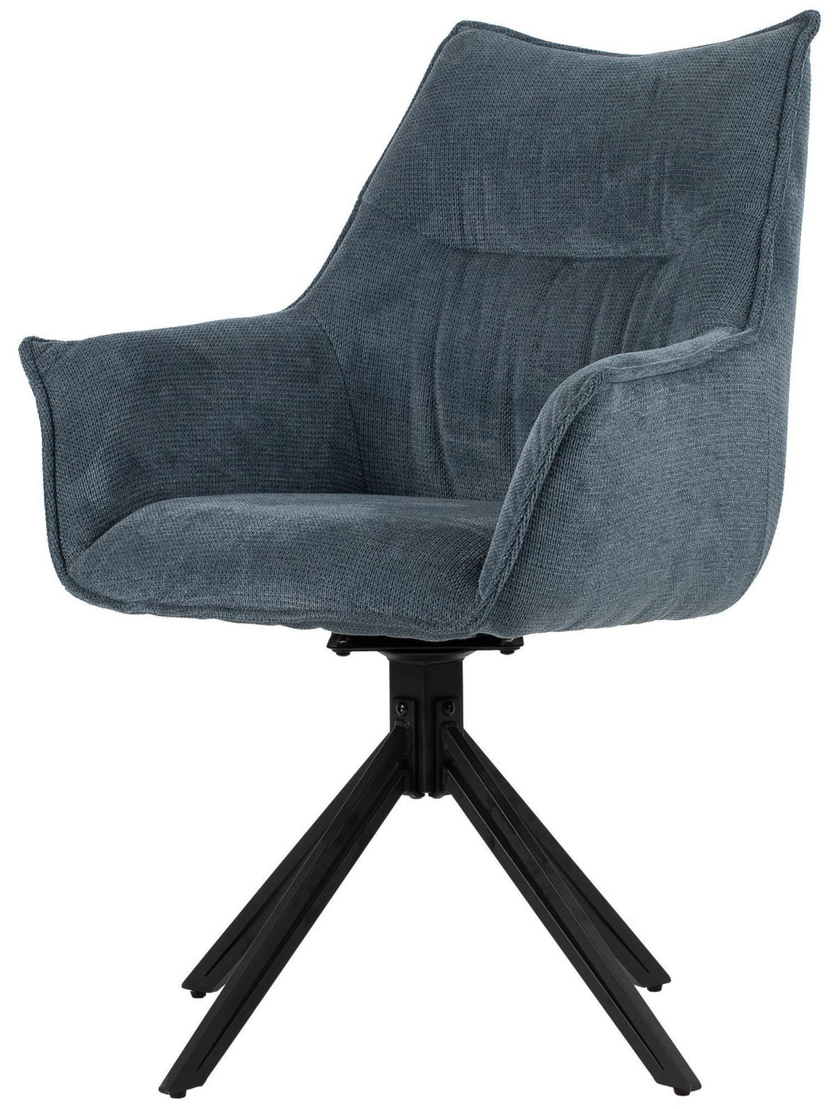 MÖBELSET Diningtisch Barletta, 4er Set Diningsessel Ginosa blau - Blau/Dunkelbraun, Holz/Textil (120/76/120cm) - bene living