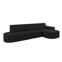 ECKSOFA mit Schlaffunktion Ottomane RECHTS MARI L2-S 368X167X85 Schwarz Velours - Schwarz, Holzwerkstoff/Kunststoff (167/368cm) - ALTDECOR