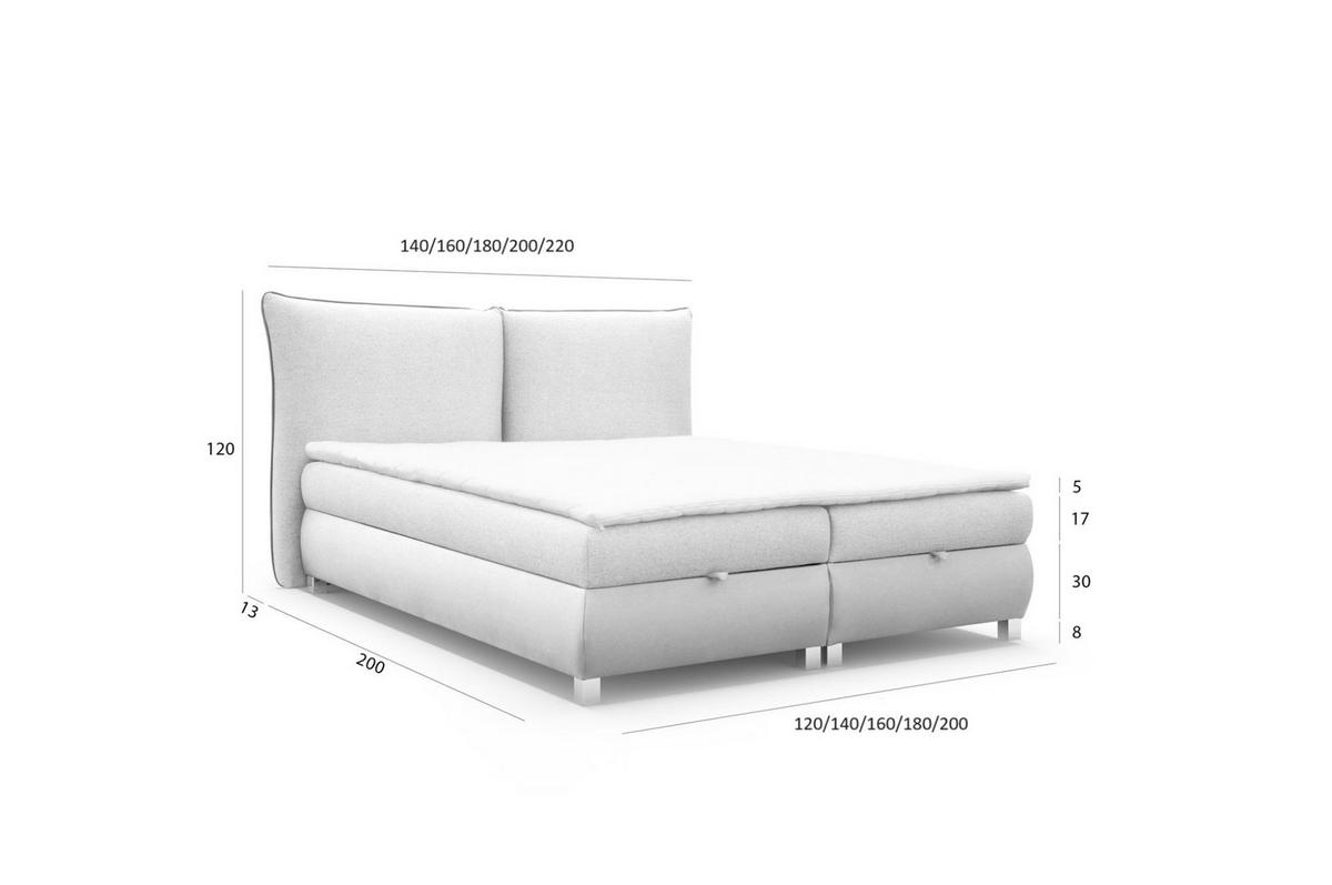 BOXBETT Valentin In Neve - Beige, Holzwerkstoff/Textil (160/200cm) - Fun Möbel