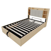 STAURAUMBETT 140/200 cm DE-01429, in Holzfarbe, mit Hydraulik und USB-C - Naturfarben, Holzwerkstoff (140/200cm) - ComfortXL
