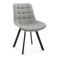 STUHL TORI gepolsterter mit Steppung - hellgrau - Samt Velour - Hellgrau/Schwarz, Textil/Metall (53/86/60cm) - NEW HOME