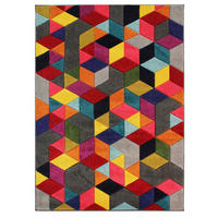 TEPPICH Geometrisch-Bunt-Design, handgeschnitzt MEON TOM, Multi 200x290 cm - Multicolor, Textil (200/290cm) - KADIMA DESIGN