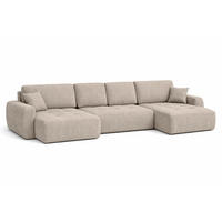 ECKSOFA Mit Schlaffunktion Und Bettkasten U-Form Ivo U, Cordstoff Poso, Dunkelbeige - Beige, Holz (342/142cm) - Kaiser Möbel