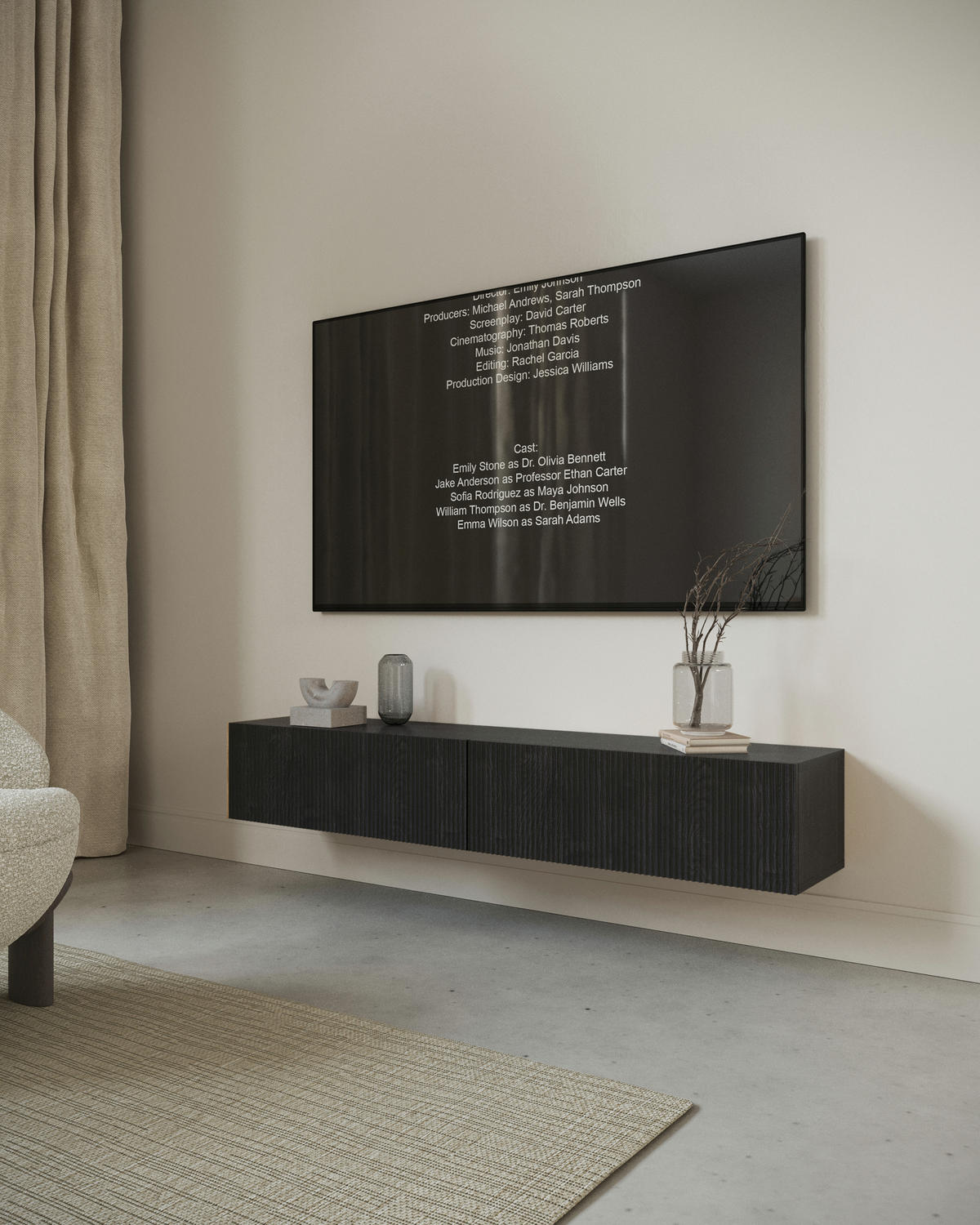 TV-HÄNGEBOARD Nolie Holzoptik Esche Schwarz 175 cm - Schwarz, Holz/Holzwerkstoff (175.5/28.5/31.6cm) - Selsey