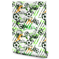 VLIESTAPETE Fußball-Graffiti – Grün, Schwarz, Weiß – 50x1000 cm - Schwarz/Weiß, Papier (50/1000cm) - Muralo