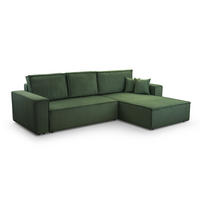 ECKSOFA XL ANGO Cord Grün - Schwarz/Grün, Kunststoff/Textil (287/188cm) - Luxkor24