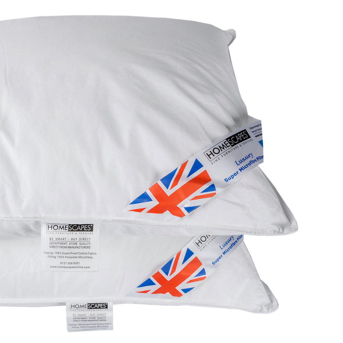 KOPFKISSEN 2er-Set Super-Mikrofaser 48/74 cm - Weiß, Textil (48/74cm) - Homescapes