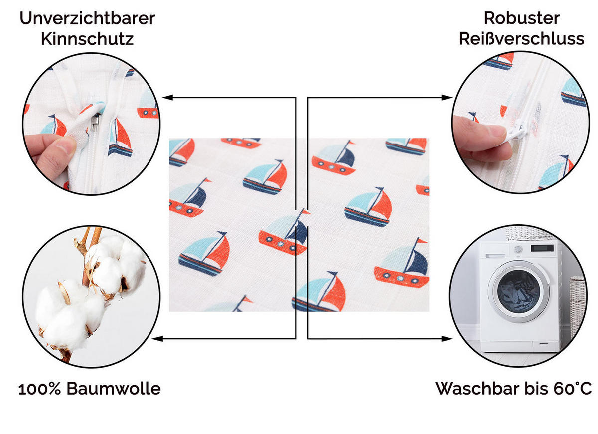 BABYSCHLAFSACK, 70 cm, 100% Baumwolle, bunt - Weiß, Textil (22/70cm) - Zollner